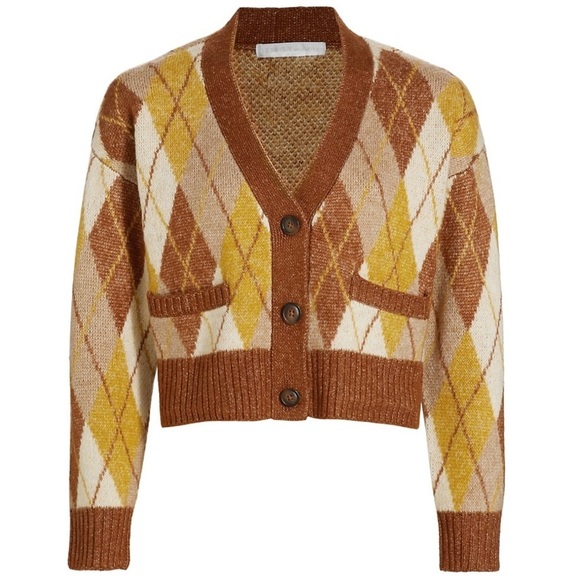 Design History Sweaters - 𝅺DESIGN History Argyle cropped cardigan from Saks Fifth Avenue